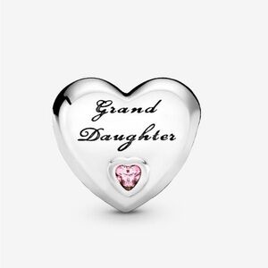 Pandora Silver Heart Charm with Pink Accent